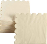 200 Pack Cocktail Napkin 2-Ply Scalloped Edged Dessert Napkins Folded 5 x 5 Inches Disposable Napkins for Dinner Wedding Birthday Party Bridal Anniversary Recepti Event (Milky-White)
