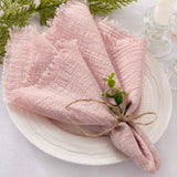 Set of 12 Linen Napkins Dusty Rose Easter Spring Cloth Napkins Washable Cotton Dinner Napkins Fringe 17"x17" for Wedding Party Bridal Baby Shower Birthday Table Decorations