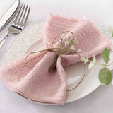 Set of 12 Linen Napkins Dusty Rose Easter Spring Cloth Napkins Washable Cotton Dinner Napkins Fringe 17"x17" for Wedding Party Bridal Baby Shower Birthday Table Decorations