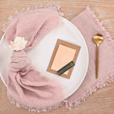 Set of 12 Linen Napkins Dusty Rose Easter Spring Cloth Napkins Washable Cotton Dinner Napkins Fringe 17"x17" for Wedding Party Bridal Baby Shower Birthday Table Decorations