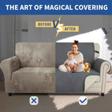 Couch Covers for 3 Cushion with Pockets and Non Slip Straps Water Resistant Sofa Slipcovers for Living Room Soft Thick Furniture Protector for Pets Dogs Kids (Large, Dark Gray)