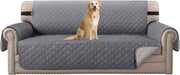 Reversible Sofa Cover for 3 Cushion Couch Water Resistant Couch Cover for Dogs Non Slip Furniture Protector Cover with Elastic Strap for Pet Cat (Seat Width: 66", Grey/Beige)