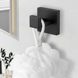 4 Pack Bathroom Towel Hooks, Screw-in Square Matte Black Wall Hooks Robe Hook, Anti-Rust SUS304 Stainless Steel Heavy-Duty Door Hanger Coat Hook, Sturdy for Bathroom/Bedroom/Kitchen/Hotel