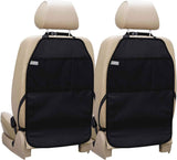 Car Seat Protector Large Kick Mat 2 Pack Durable Water Resistant Auto Seat Back Covers with 2 Mesh Pockets Protection Against Dust Mud Scratches (Black, 2-Pack)