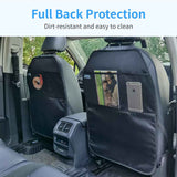 Car Seat Protector Large Kick Mat 2 Pack Durable Water Resistant Auto Seat Back Covers with 2 Mesh Pockets Protection Against Dust Mud Scratches (Black, 2-Pack)