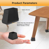 16 PCS Square Silicone Chair Leg Floor Protector, Chair Leg Cover, Furniture Leg Protector, Mobile Table and Chair Leg Cover, Protect The Floor from Scratches,1.5",Black.