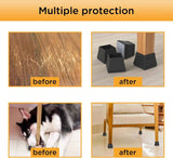 16 PCS Square Silicone Chair Leg Floor Protector, Chair Leg Cover, Furniture Leg Protector, Mobile Table and Chair Leg Cover, Protect The Floor from Scratches,1.5",Black.