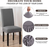 Dining Chair Covers,Kitchen Cover,Parsons Slipcover,Spandex Protectors for Room Stretch Chairs Cover Set of 4 -Gray