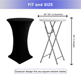 Cocktail Table Covers, 2 Pack - Fitted Stretch Spandex Square Corners Cocktail Tablecloths,High Top Table Cloths (Black, Fit for 30"-32" Diameter x 43" Height Tables)