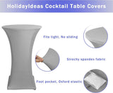 Cocktail Table Covers, 2 Pack - Fitted Stretch Spandex Square Corners Cocktail Tablecloths (Light Grey, Fit for 30"-32" Diameter x 43" Height Tables)