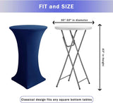 Cocktail Table Covers, 2 Pack - Fitted Stretch Spandex Square Corners Cocktail Tablecloths (Navy, Fit for 30"-32" Diameter x 43" Height Tables)