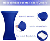 Cocktail Table Covers, 2 Pack - Fitted Stretch Spandex Square Corners Cocktail Tablecloths (Royal Blue, Fit for 30"-32" Diameter x 43" Height Tables)