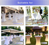Cocktail Table Covers, 2 Pack - Fitted Stretch Spandex High Top Cocktail Tablecloths with Elastic Corners (White, Fit for 30"-32" Diameter x 43" Height Tables)