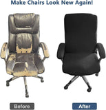 Office Chair Cover with Armrest Covers， Universal Stretch Desk Chair Cover, Computer Chair Slipcovers (Size: L) - Black