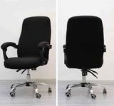 Office Chair Cover with Armrest Covers， Universal Stretch Desk Chair Cover, Computer Chair Slipcovers (Size: L) - Black