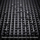 12"x6" Black Rubber Bar Mat – 6 Pack Non-Slip Drainage Pad for Coffee Stations, Home Bars & Kitchens
