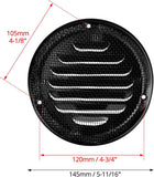 4" Black Soffit Vent Cover with Screen Mesh, 10 Pack Round Metal Air Vent Louver, 5-11/16" Diameter Grill Cover, Round HVAC Vents