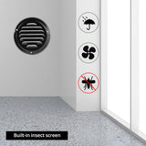 4" Black Soffit Vent Cover with Screen Mesh, 10 Pack Round Metal Air Vent Louver, 5-11/16" Diameter Grill Cover, Round HVAC Vents