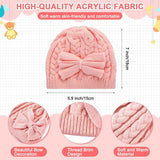 3 Set Toddler Hat Glove Set, Kids Winter Hats Warm Knitted Beanie Mittens Gloves with Bow for Baby Girls Boys 0-6Y