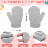 3 Set Toddler Hat Glove Set, Kids Winter Hats Warm Knitted Beanie Mittens Gloves with Bow for Baby Girls Boys 0-6Y