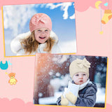 3 Set Toddler Hat Glove Set, Kids Winter Hats Warm Knitted Beanie Mittens Gloves with Bow for Baby Girls Boys 0-6Y