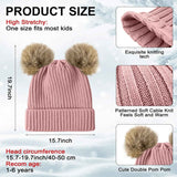 3 Set Toddler Hat Glove Set, Kids Winter Hats Warm Knitted Beanie Mittens Gloves with Bow for Baby Girls Boys 0-6Y