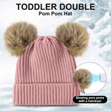 3 Set Toddler Hat Glove Set, Kids Winter Hats Warm Knitted Beanie Mittens Gloves with Bow for Baby Girls Boys 0-6Y