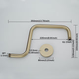 Shower Head Riser Pipe,Goose Neck Shower Arm 13 Inch Shower Head Extension Arm with Flange,Standard 1/2" Connection,Brushed Gold.RD-91058-13BG