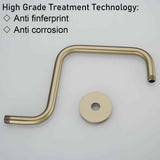 Shower Head Riser Pipe,Goose Neck Shower Arm 13 Inch Shower Head Extension Arm with Flange,Standard 1/2" Connection,Brushed Gold.RD-91058-13BG