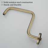 Shower Head Riser Pipe,Goose Neck Shower Arm 13 Inch Shower Head Extension Arm with Flange,Standard 1/2" Connection,Brushed Gold.RD-91058-13BG