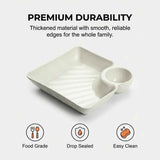 Sauce Separated Plate, 2026 New Plastic Dumpling Plates with Sauce Compartment, Upgrade Dumpling Plate with Dipping Saucer Chip and Dip Serving Dish Small Dip Tray for Appetizer (White)