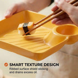 Sauce Separated Plate, 2026 New Plastic Dumpling Plates with Sauce Compartment, Upgrade Dumpling Plate with Dipping Saucer Chip and Dip Serving Dish Small Dip Tray for Appetizer (White)