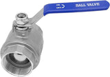 2 Pcs Ball Valve 1" NPT Female 304 Stainless Steel Full Port for Water, Oil, and Gas (1000 PSI)