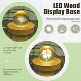 8 Pcs Wooden LED Display Base Lighted Base for Crystal Art Wood Display for Glass Art 3D Crystal Warm Light(Round Surface Style)