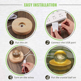 8 Pcs Wooden LED Display Base Lighted Base for Crystal Art Wood Display for Glass Art 3D Crystal Warm Light(Round Surface Style)