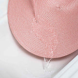 Round Braided Placemats 15 Inch Round Table Mats for Dining Tables Natural Woven Heat Resistant Place mats Set of 6 (Pink)