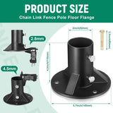 2 Pack Chain Link Fence Post 2'' Floor Flange Heavy Duty Round Post Base Bracket (od 1-7/8'') Fits Fence Mailbox Railing Deck Flag Column Stair Handrail with Expansion Bolts and Screws