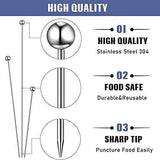 36 Pieces Cocktail Picks Stainless Steel Martini Picks 4, 6, 8, Inch Stainless Steel Appetizer Drink Sticks Cocktail Toothpicks for Hamburger Birthday Party Home Bar