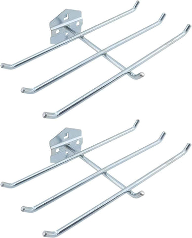 Pegboard Hooks Heavy Duty Metal Steel 3/8" Square Hole Peg Hooks with 6 Bars Suitbale for 1.5" Spaced Pegboards Wall Hooks for Hanging Various Tools - 2pcs