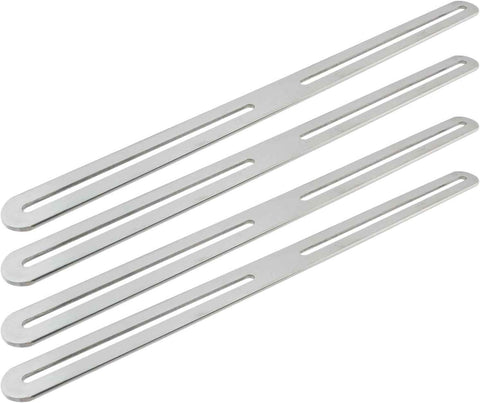 Adjustable Straight Brace Flat Mending Plates for Wood Stainless Steel Straight Bracket with Slot for Board, Bed Frame and Furniture, Silver, 14" x 0.95" -4pcs