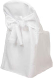 Efavormart 10 Pack White Linen Polyester Folding Chair Covers for Party Dining Chairs Reusable Wedding Chair Slipcovers with Attached Sashes Outdoor Event Decor