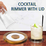 Bar Glass Rimmer for Margarita and Cocktail Sugar and Salt Wooden Rimmer with Lid for Wide Glasses up to 5 Inch, Bar Cart Accessories Bartender Tool Salt Storage