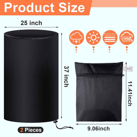 55 Gallon Drum Cover, 210D Oxford Cloth Water Storage Barrel Cover, 25 x 37 Inch Outdoor Waterproof Rain Snow Bucket lid with Drawstring, UV Protection, Anti Dust(2 Pcs)