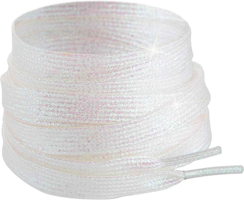 3 Pair Flat Glitter Shiny Shoe Laces for Sneakers, Colorful Sequin Shoelaces for Athletic Shoes Boot Strings