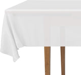 2 Rectangular Tablecloths, BPA-Free Plastic, 54 x 108 Inch, Disposable or Reusable Table Cover for Parties, Picnic & Outdoor, White (2 Pack, Individually Wrapped)
