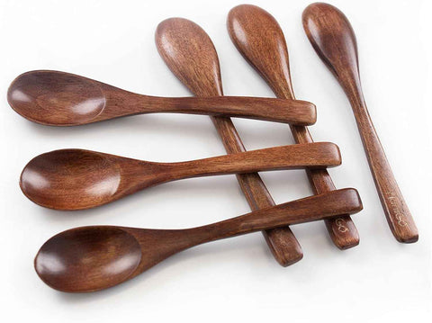 6PCS Wooden Spoons for Eating, 6 Inch Small Wooden Spoons for Honey, Coffee, Tea, Hot Cocoa, Jam, Bath Salts, Little Wood Table Spoon for Stirring, Smooth Finish, Unique Gifts for Men Women