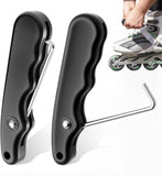 2 Pieces Folding Shoe Lace Puller, Stainless Steel Hockey Skate Lace Tightening Tool, Portable Black Boot Lace Tightener for Ice Skates & Figure Skates Lace Tightener