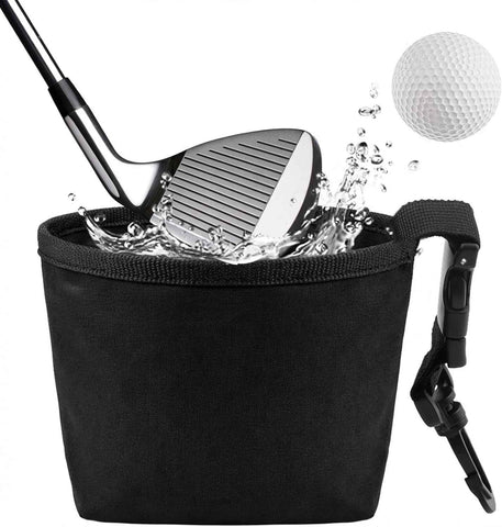 Golf Ball Cleaner Pouch with Belt Clip, 2-in-1 Waterproof Golf Ball Washing Bag, Leak-Proof Microfiber Inner Lining, Portable Golf Club Groove Cleaner Accessory, Practical Golfing Gift for Men & Women
