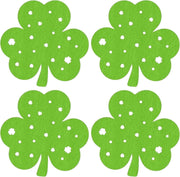 St Patricks Day Placemats Set of 4, Felt Green Shamrock Place Mats, Lucky Clover Table Mats for St Patrick's Day Irish Holiday Party Kitchen Dining Outdoor Indoor Decoration (Light Green)