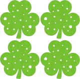 St Patricks Day Placemats Set of 4, Felt Green Shamrock Place Mats, Lucky Clover Table Mats for St Patrick's Day Irish Holiday Party Kitchen Dining Outdoor Indoor Decoration (Light Green)